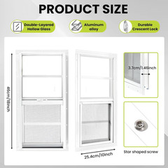 2 Pack Shed Windows, 10″X18″ Sliding Windows, Transom Window with Tempered Glass