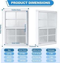 2 Pack 12″x18″ Sliding Shed Windows, Chicken Coop Windows – White Flush Mount w/