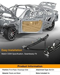 Electric Power Window Regulator Without Motor Compatible Front Passenger Side