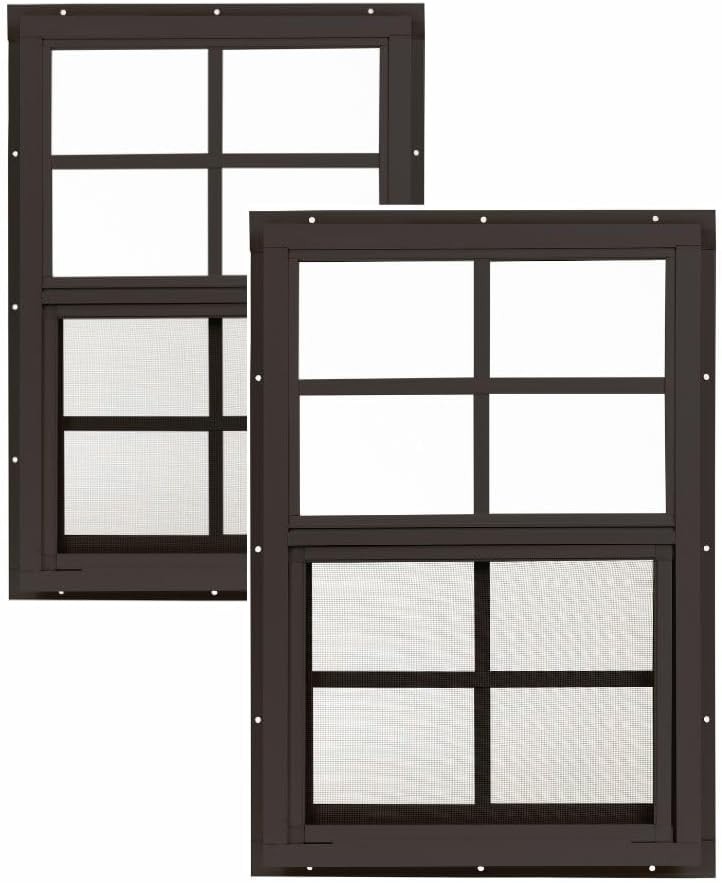 14×21 Shed Windows Flush Mount Sliding Windows with Tempered Glass & Screens