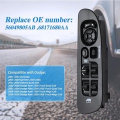 Power Window Switch Front Driver Side – Compatible with 2002-2008 Dodge Ram