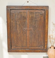 Antique Wooden Wall Décor Window Panel Frame Original Old Hand Crafted