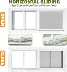 2 Pack Sliding Shed Windows 10″x18″ White | Transom Window with Tempered Glass