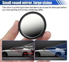 2PCS 2″ Round HD Glass Convex Rear View Mirror, 360° Rotate Wide Color: Black