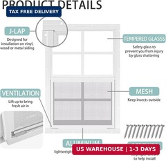 2 Pack 14”x21” White Shed Window, Sliding Windows with Tempered Glass