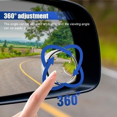 2″ Round HD Glass Convex Rear View Mirror, 360° Rotating Wide An Color: Silver