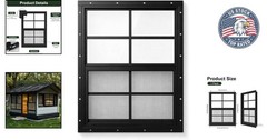 Flush Mount 18”x23” Black Shed Window with Fiberglass Screen for Easy Install