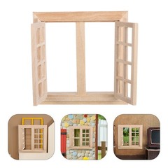 Mini House Adornment Mini Blank Window Model Uncolored Wooden Window