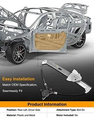 Electric Power Window Regulator Without Motor Compatible Rear Driver Side (LH)