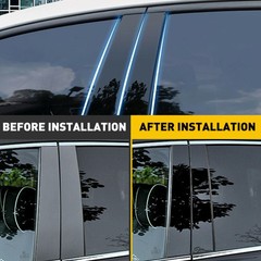 6 Pcs Glossy Black Pillar Door Trim With Window Pillar Post Protector Cover RCJG
