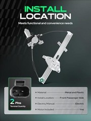 Front Passenger Side Power Window Regulator With 2-Pin Motor Assembly for