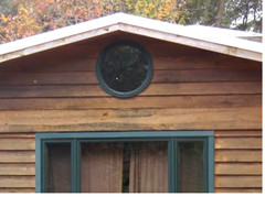 Andersen Round Window Green Flange with interior Wood Trim piece