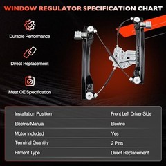 751-739 Window Regulator Assembly with 2 Pins Motor | Front Left Driver Side