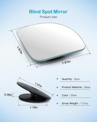 2pcs Frameless Convex Blind Spot Mirror, 360 Degree Adjustable HD Glass for Car