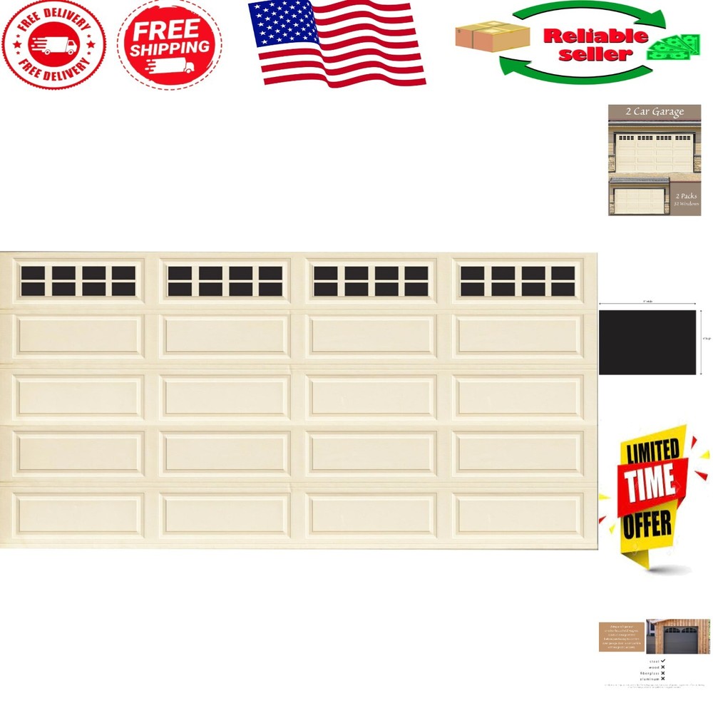 Customizable Magnetic Panels for Garage Windows – 32 Matte Black Pieces Included