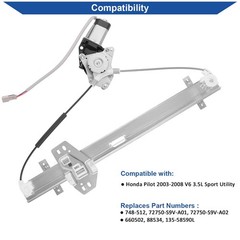 Rear Left Driver Side Power Window Regulator with Motor Obaee 748-512 Compatible