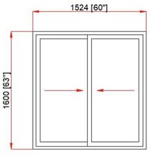 Double Panel Thermal break European style Sliding windows 60” X 63”