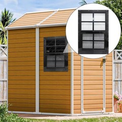 2 Pack 12×18 Shed Windows with Black Frame, Tempered Glass & Screen for Coop, Ga