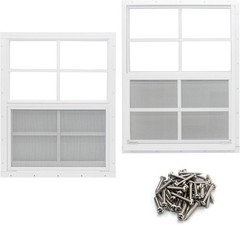 Durable 18″x23″ Shed Windows with Aluminum Frame & Fiberglass Screens – 2 Pack
