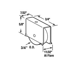 Roller Assembly (Flat) 3/4″ Dia – Sliding Windows, Showcase / Storm – Steel / N