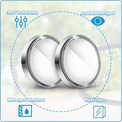 4 Pcs Adjustable 2 Inch Round Convex Blind Spot Mirrors with Fra Color: Silver