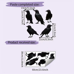 WINDOW & WALL DECOR REALISTIC CROW STICKERS GOTHIC RAVEN SELF ADHESIVE