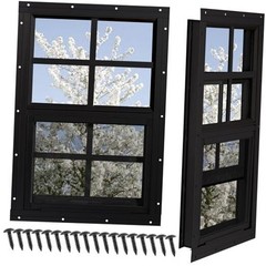Shed Windows 2 Pack, Chicken Coop Windows with Tempered Glass 14″ x 21″ Black