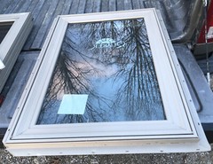 Vinyl Double Pane Casement Window 24” x 36” tan new construction quaker