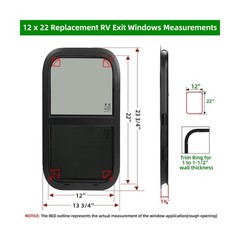 2 Pack RV Window,12″ W x 22″ H Vertical Sliding Replacement Cargo Trailer Win…