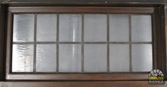 Salvaged Steel Window Frame with Leaded Glass Transom, 81.5″H x 47″W