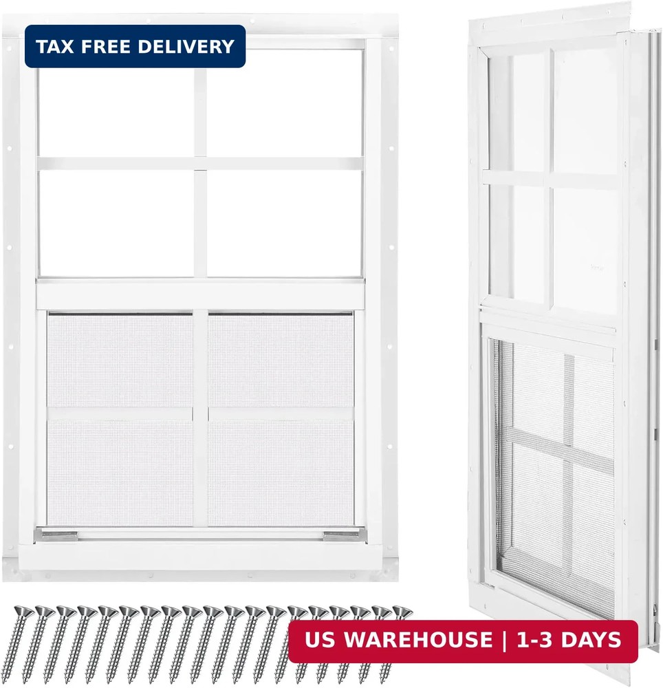 2 Pack 14”x21” White Shed Window, Sliding Windows with Tempered Glass