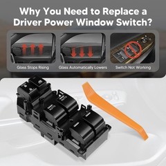 Front Left Side Power Master Window Switch Compatible with Honda Accord Sedan EX