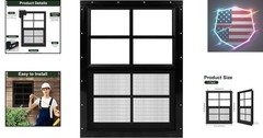 1 Pack Black Shed Windows 18″ x 23″ Flush Mount Window with Tempered Glass an…