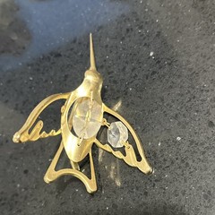 Gold Tone Butterfly and Bird window hangers with Clear Glass Stones Set of 3
