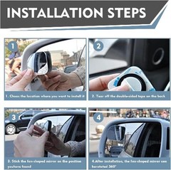2 PCS Car Blind Spot Mirror, 1.96″ Frameless Fan-Shaped Wide Angle HD Rear View