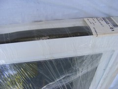 full wood framd window with glass, lock and screen