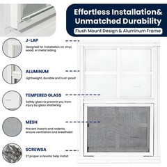 2 Pack 12″x18″ Sliding Shed Windows – Flush Mount, Tempered Glass, Fiberglass Sc
