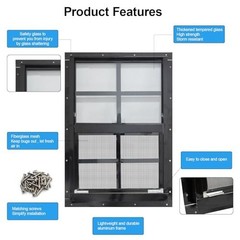 2 Pack 24×27 Shed Windows with Black Frame, Tempered Glass & Screen for Coop, Ga