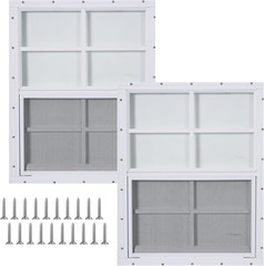 2 Pack Shed Windows, 18” X 23” Household Windows with Tempered Glass and Fiber