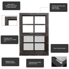2 Pack 12×18 Shed Windows with Tempered Glass – Brown