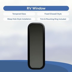 RecPro 12″ x 35″ Fixed RV Window | Black Trim Ring | Tempered Glass
