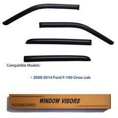 Window Visors Rain Guards fits 2009-2014 Ford F150 SuperCrew Cab, Out-Channel…
