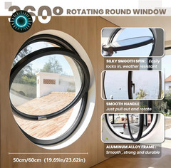 23.6″ Round Rotating Pivot Window Tempered Glass Flush Mount Metal Frame NEW