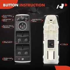 Front Left Driver Side Power Window Switch | With Power Folding Mirrors