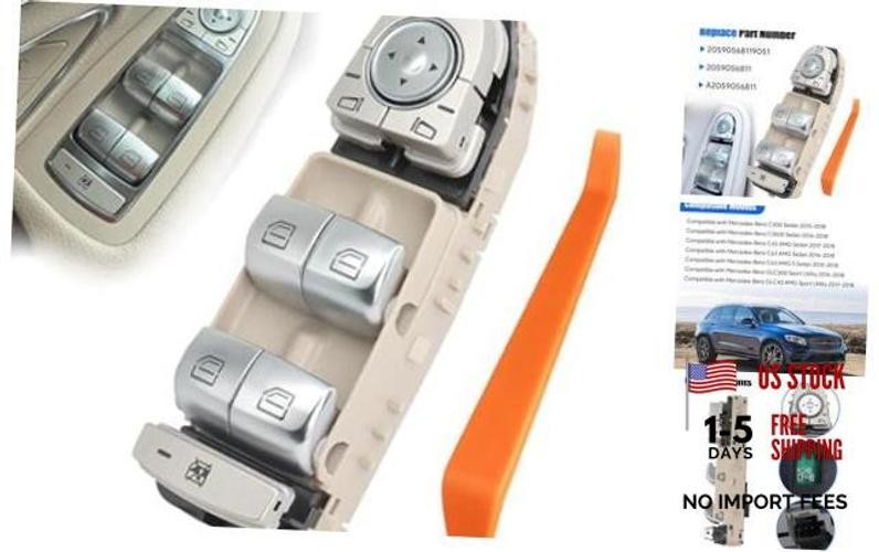 Power Window Switch Front Driver Side 3 Pins Compatible with Mercedes Cream