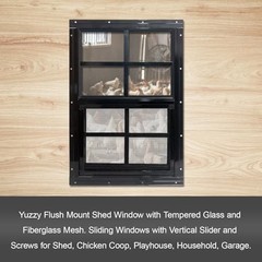 18″ x 23″ Shed Windows with Tempered Glass and Fiberglass 18″x23″ Black
