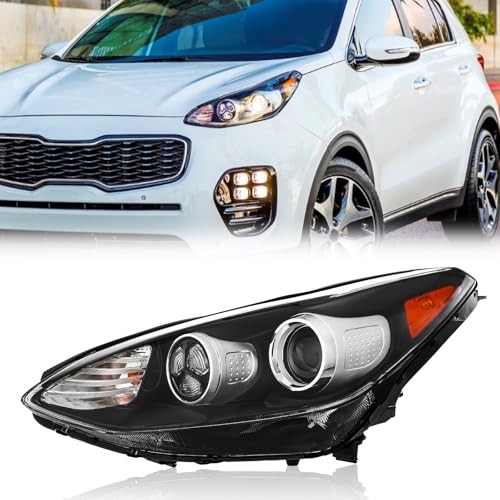 Headlight Assembly Compatible with 2017-2021 Kia Sportage, Halogen Driver side