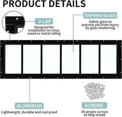 10×35″ Shed Window Transom Tempered Glass Basement