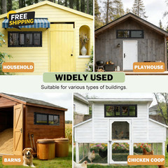 2 Pack 10×18 Sliding Shed Windows Black Tempered Glass Screen Chicken Coop