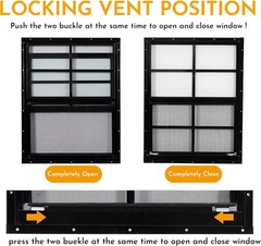 2 Pack 18″x23″ Black Shed Windows with Tempered Glass & Screen – Flush Mount